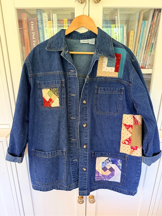Jackets & Blazers - Denim Patchwork Quilt-Block Jacket - Blue with Multicolor Accents